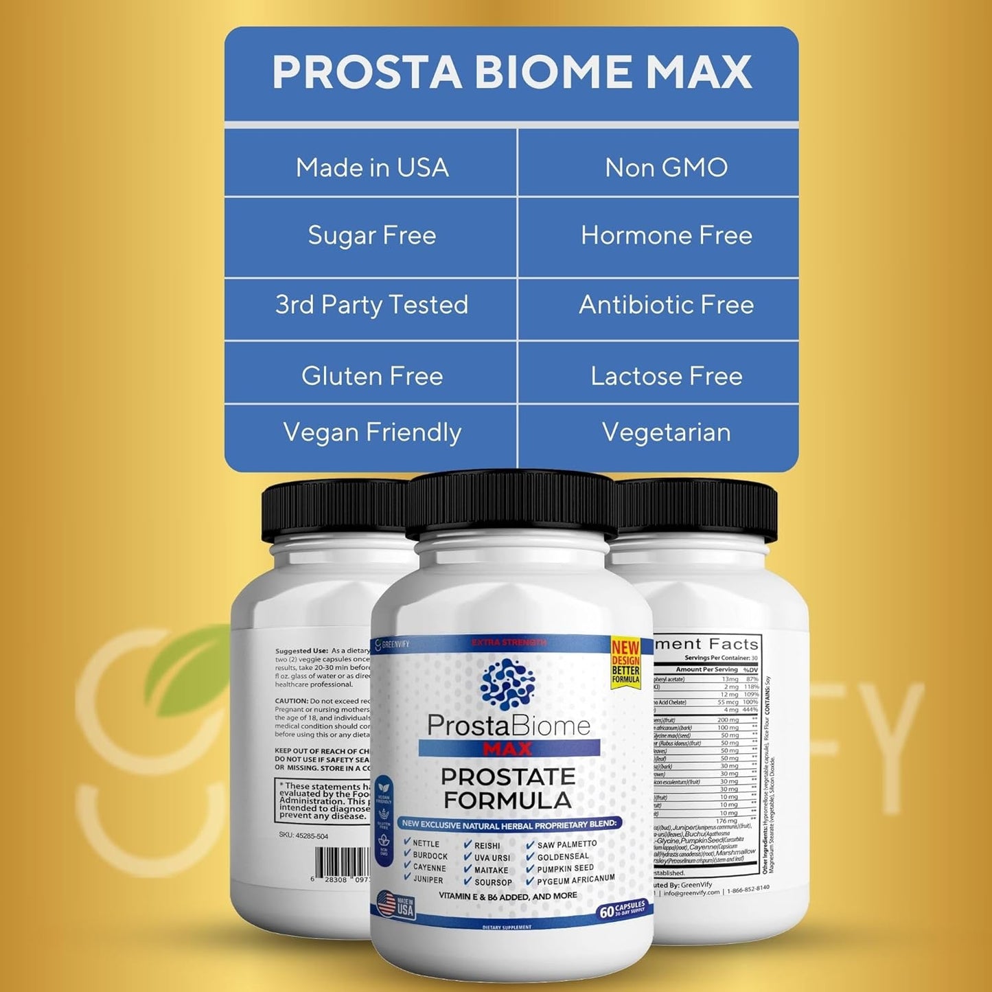 ProstaBiome Max Prostate Support Formula with Saw Palmetto - 60 Capsules, 30-Day Supply