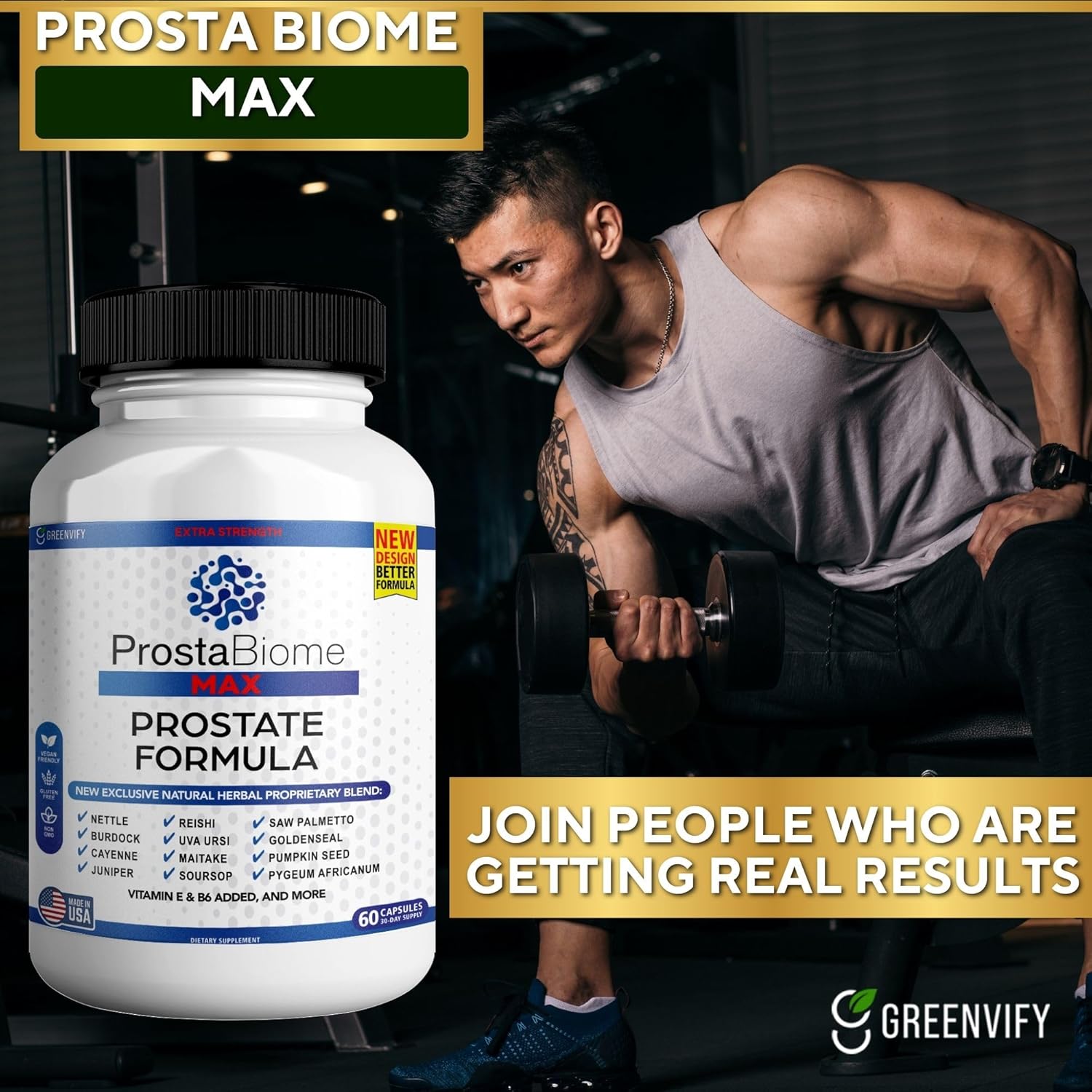 ProstaBiome Max Prostate Support Formula with Saw Palmetto - Natural Herbal Blend, 60 Capsules