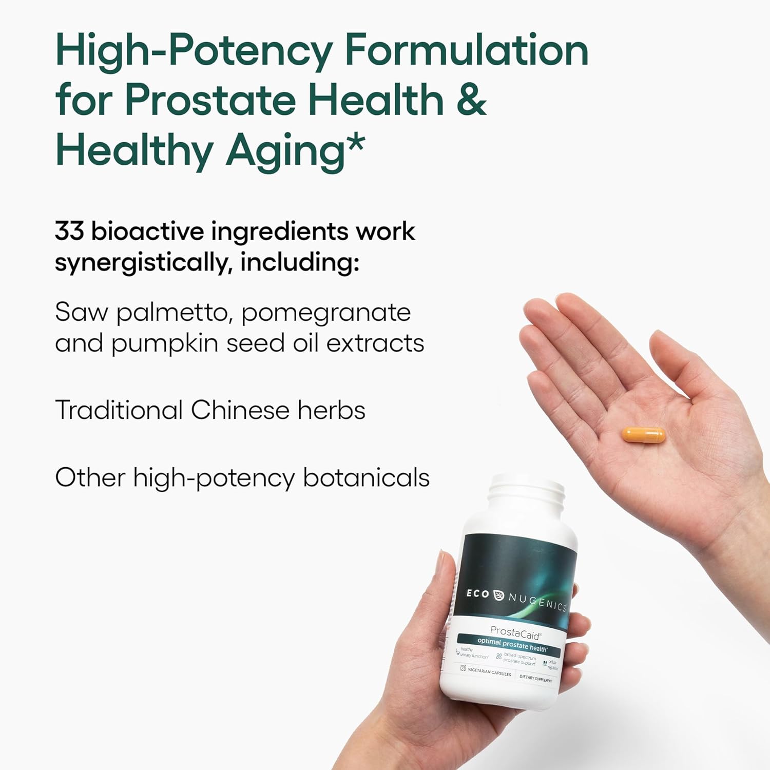 ProstaCaid: Men's Prostate Health Supplement with Saw Palmetto, Berberine, Turmeric, Quercetin, Mushrooms - Supports Detox & Immune System - 120 Capsules