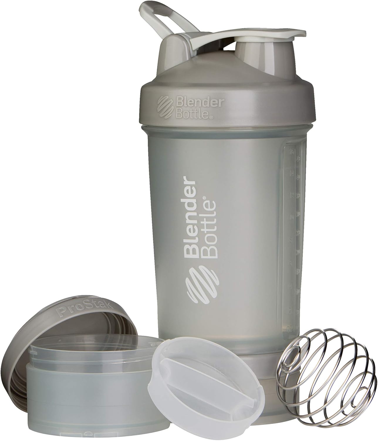 ProStak System BlenderBottle Shaker Bottle with Pill Organizer, 22-Ounce, Pebble Grey - Protein Powder Storage Included
