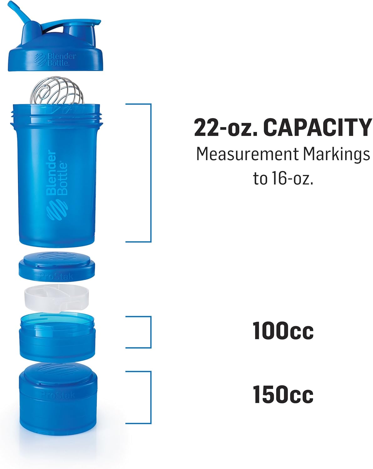 ProStak System BlenderBottle Shaker Bottle with Pill Organizer, 22-Ounce, Pebble Grey - Protein Powder Storage Included