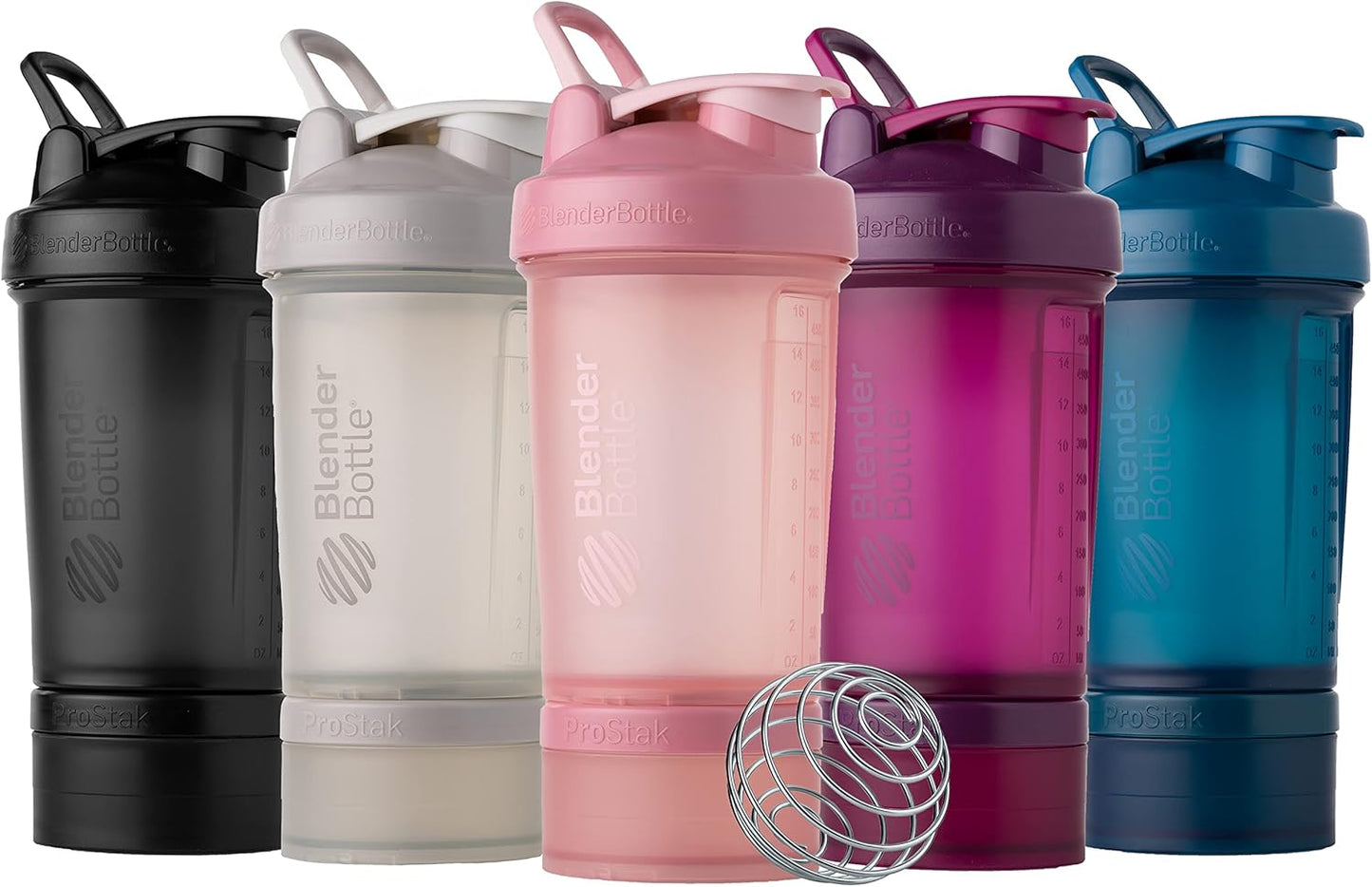 ProStak System BlenderBottle Shaker Bottle with Pill Organizer, 22-Ounce Plum Storage for Protein Powder