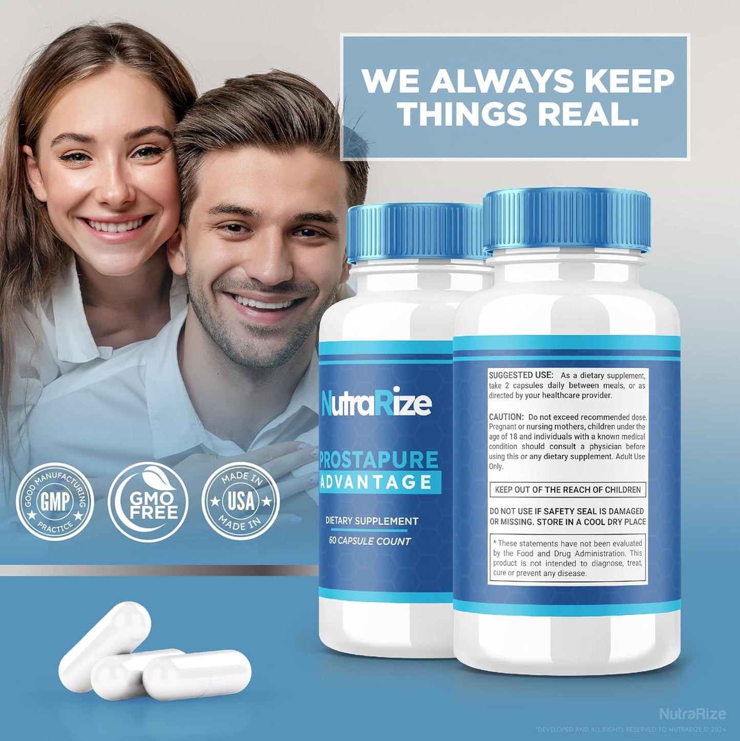 Prostapure Capsules (180 Count) - All-Natural Prostate Supplement for Overall Health - Maximum Strength Formula - NutraRize (3 Pack)