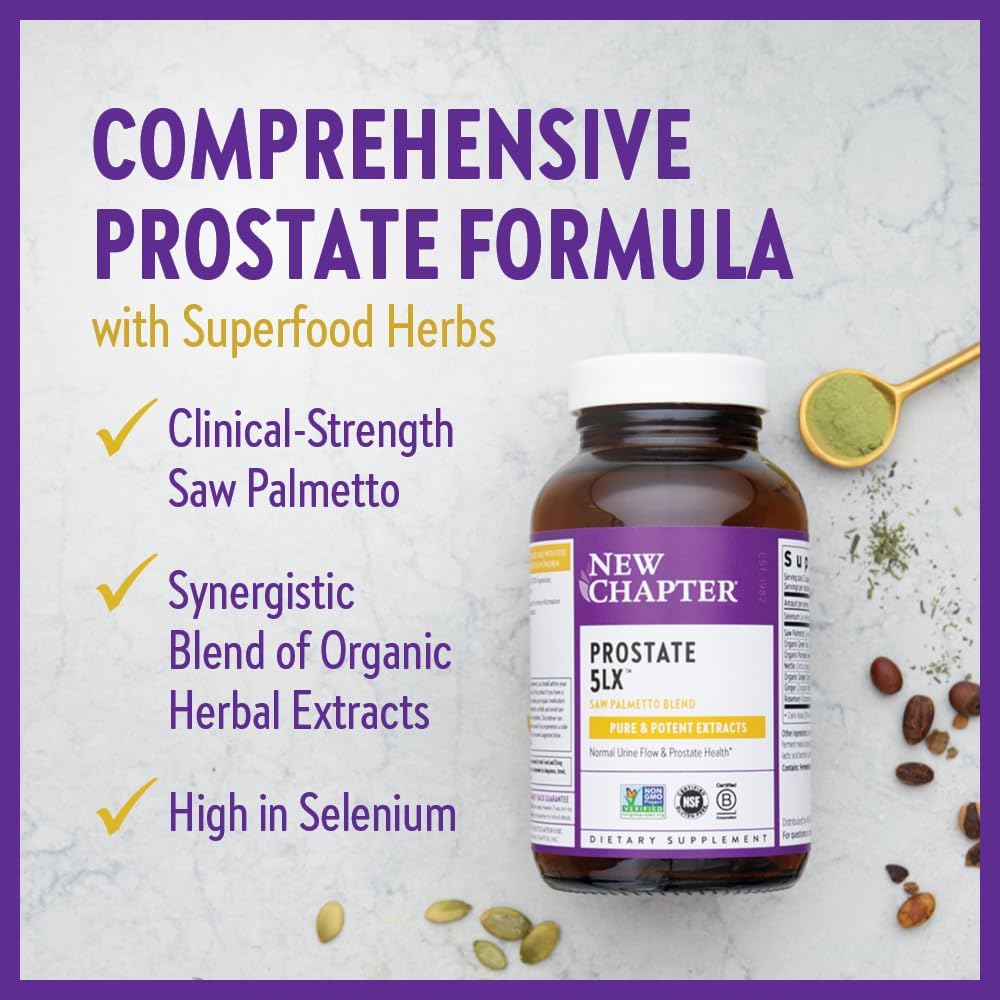Prostate 5LX™ Supplement with Saw Palmetto and Fermented Selenium - 180 ct Capsules for Men's Health