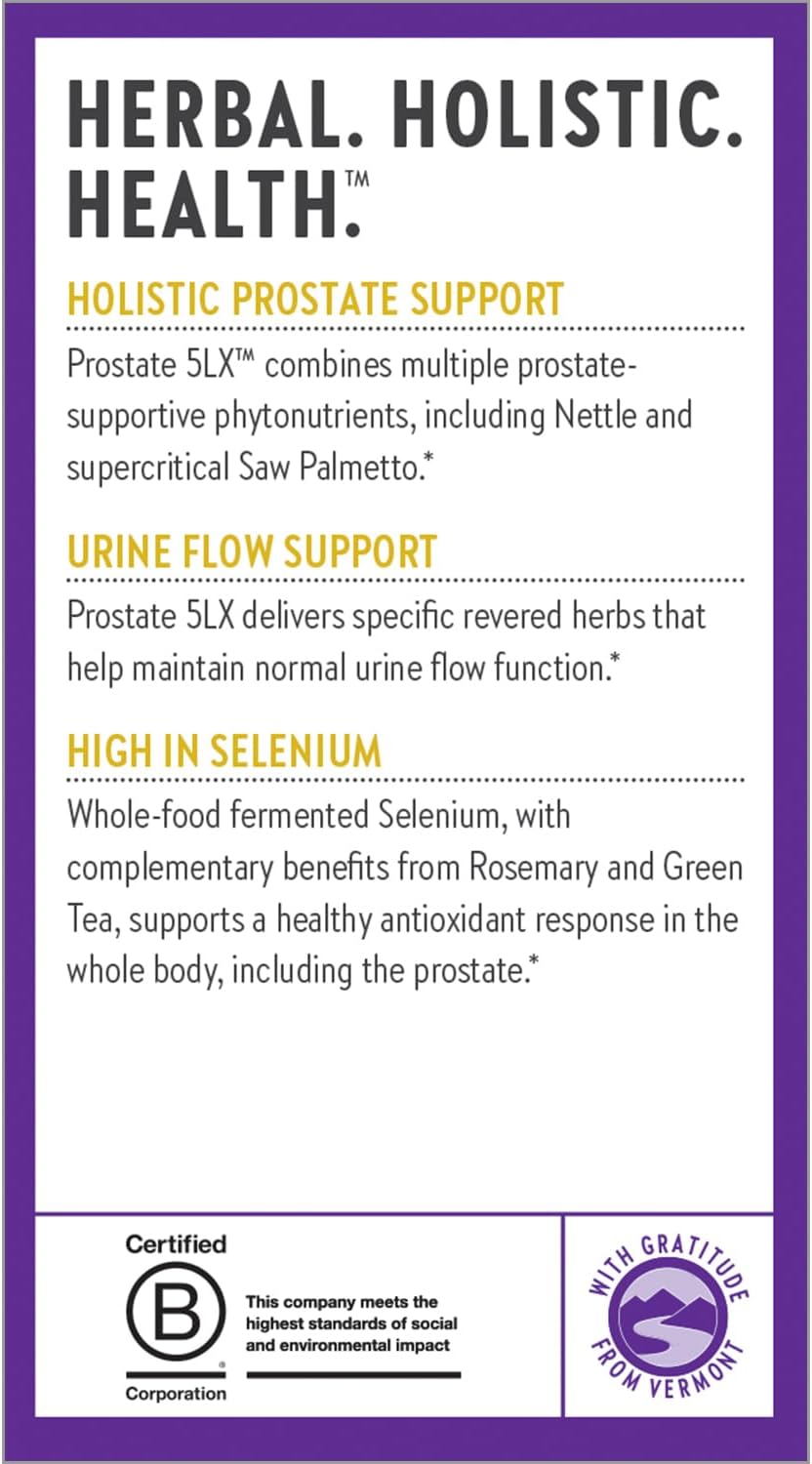 Prostate 5LX™ Supplement with Saw Palmetto and Fermented Selenium - 180 ct Capsules for Men's Health