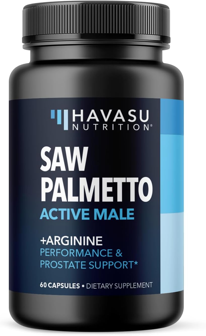 Prostate Health and Nitric Oxide Supplements for Men - Saw Palmetto and L-Arginine Blend - Vegan, Non-GMO - 60 Count