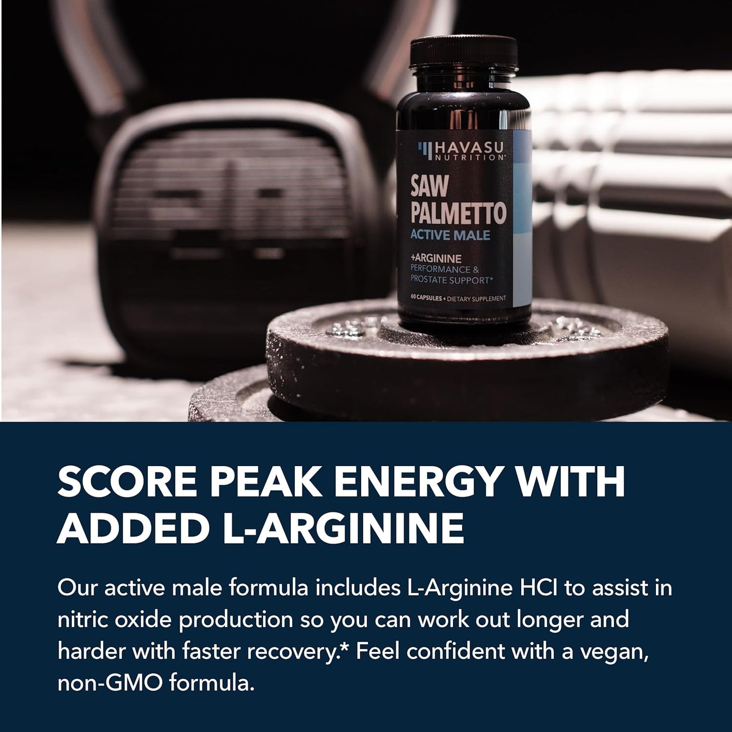 Prostate Health and Nitric Oxide Supplements for Men - Saw Palmetto and L-Arginine Blend - Vegan, Non-GMO - 60 Count