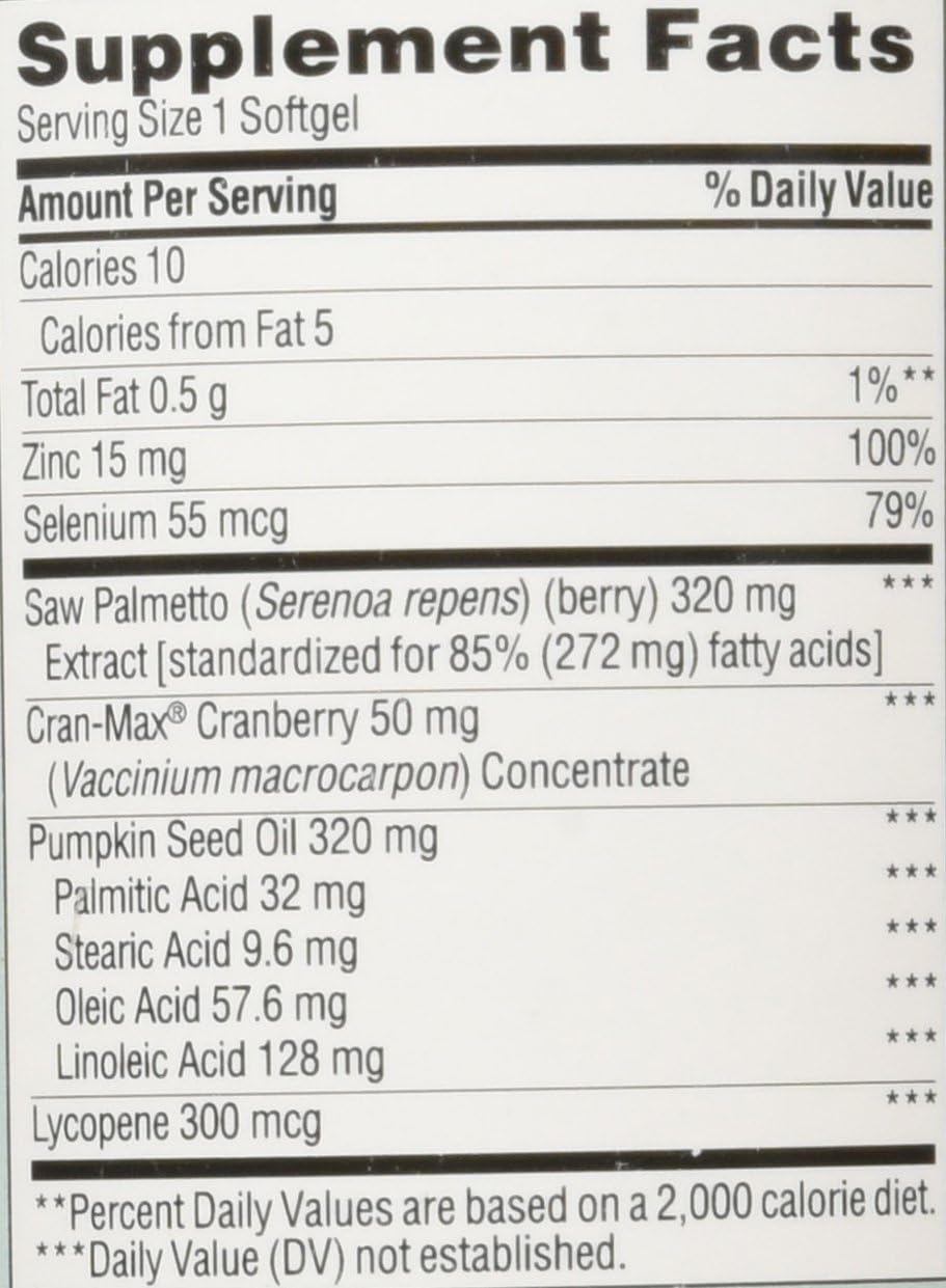 Prostate Health Complex with Saw Palmetto, Zinc, Lycopene, and Pumpkin Seed - 250 Softgels