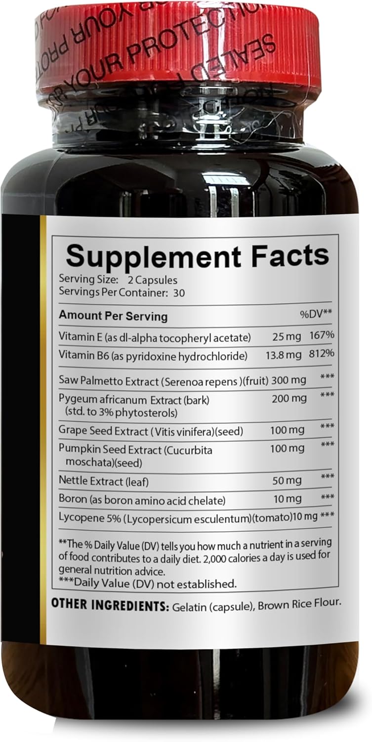 Prostate Health Formula with Saw Palmetto Extract & Boron - Natural Support for Men's Urinary Health & Immune System - 1 Bottle