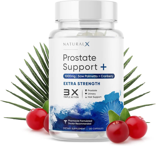 Prostate Health Supplement for Men - Saw Palmetto DHT Blocker with Cranberry, Bladder Support & Hair Growth - 120 Capsules