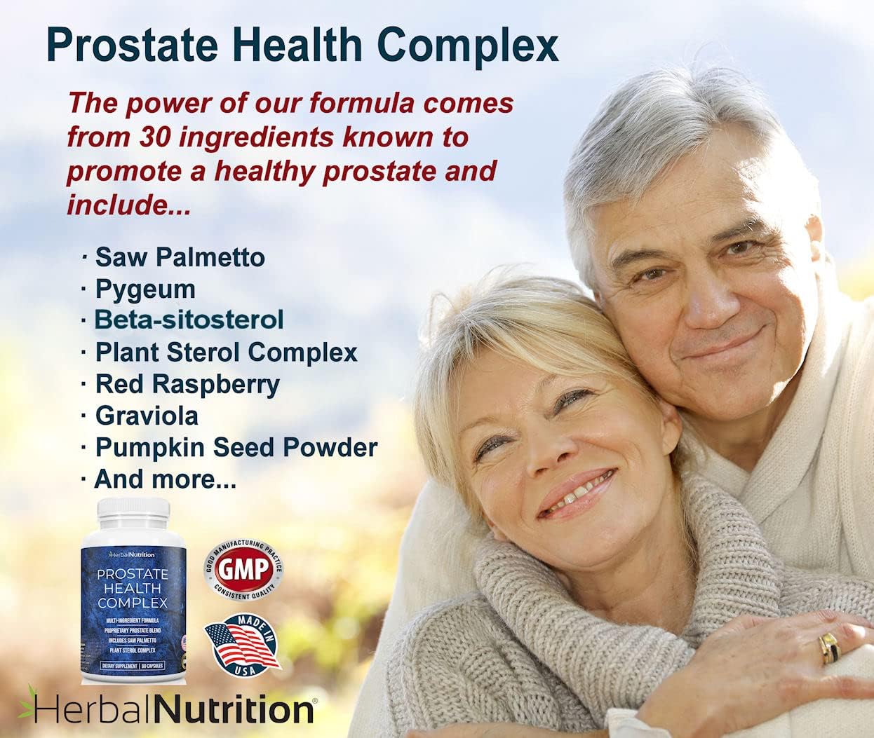 Prostate Health Supplement for Men - Saw Palmetto Complex with 30 Vitamins & Herbs - 40 Day Supply - 2 Bottles