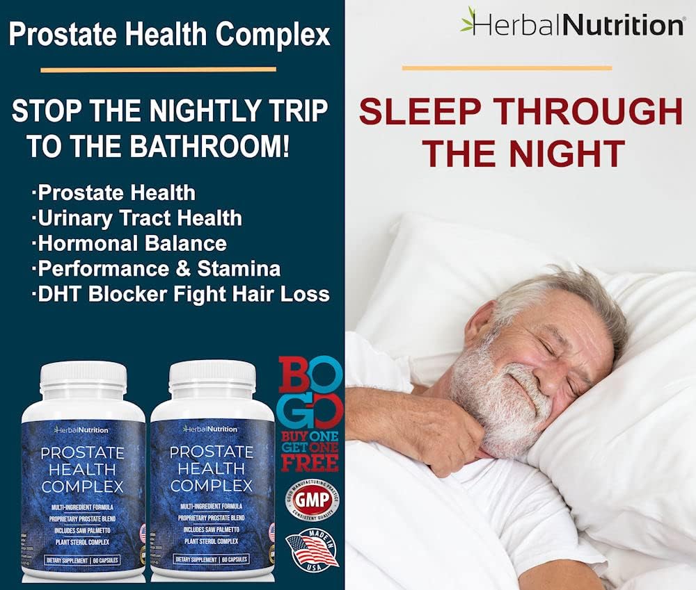 Prostate Health Supplement for Men - Saw Palmetto Complex with 30 Vitamins & Herbs - 40 Day Supply - 2 Bottles