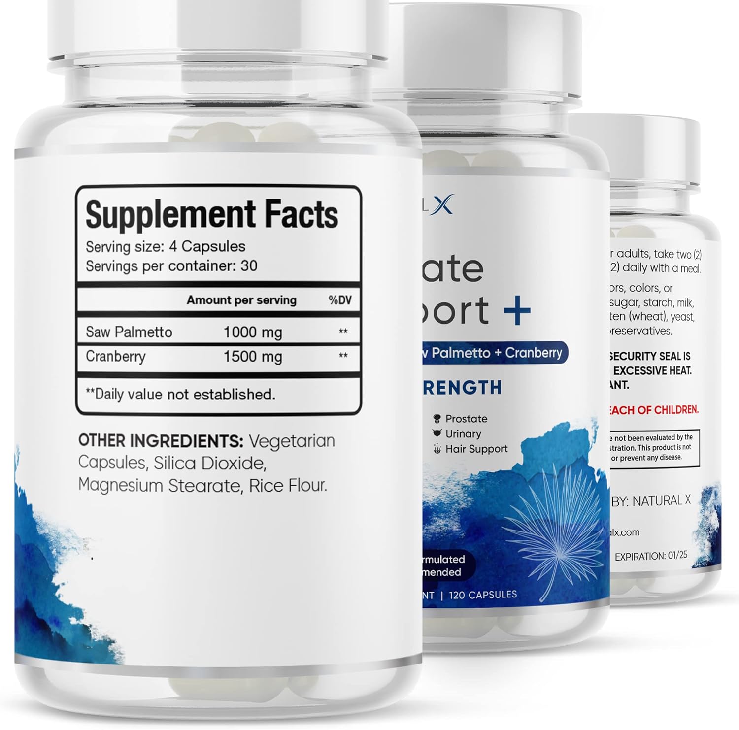 Prostate Health Supplement for Men - Saw Palmetto DHT Blocker with Cranberry, Bladder Support & Hair Growth - 120 Capsules