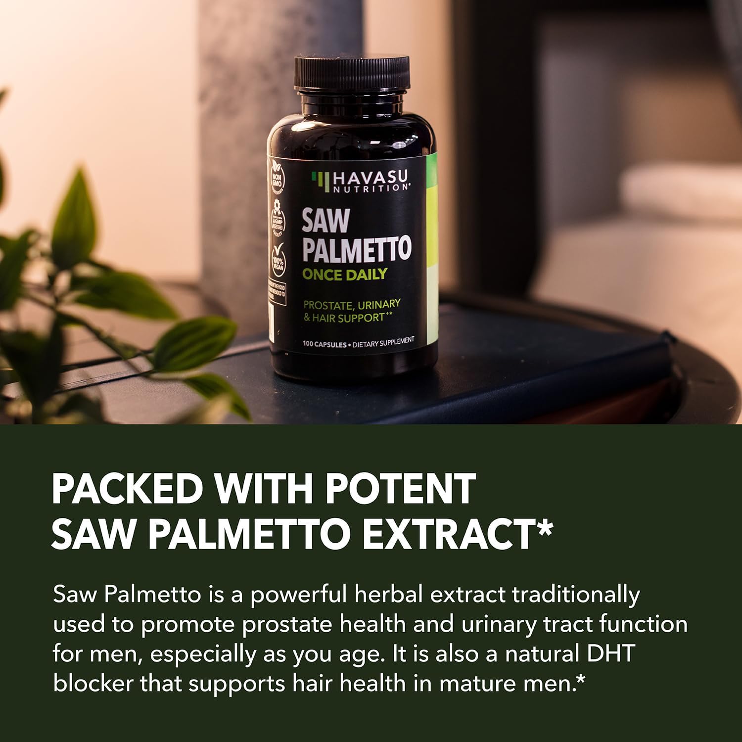 Prostate Health Supplement for Men - Saw Palmetto 500mg - DHT Blocker - Vegan Capsules - 100 Count - Urinary Tract Support - Non-GMO - Over 3 Month Supply