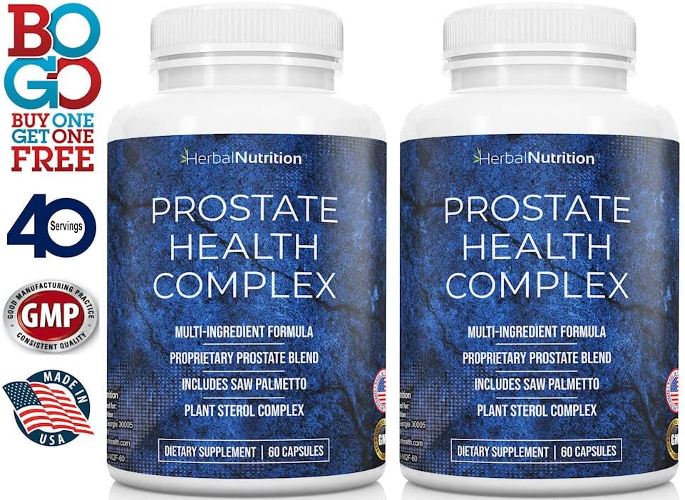 Prostate Health Supplement for Men - Saw Palmetto Complex with 30 Vitamins & Herbs - 40 Day Supply - 2 Bottles