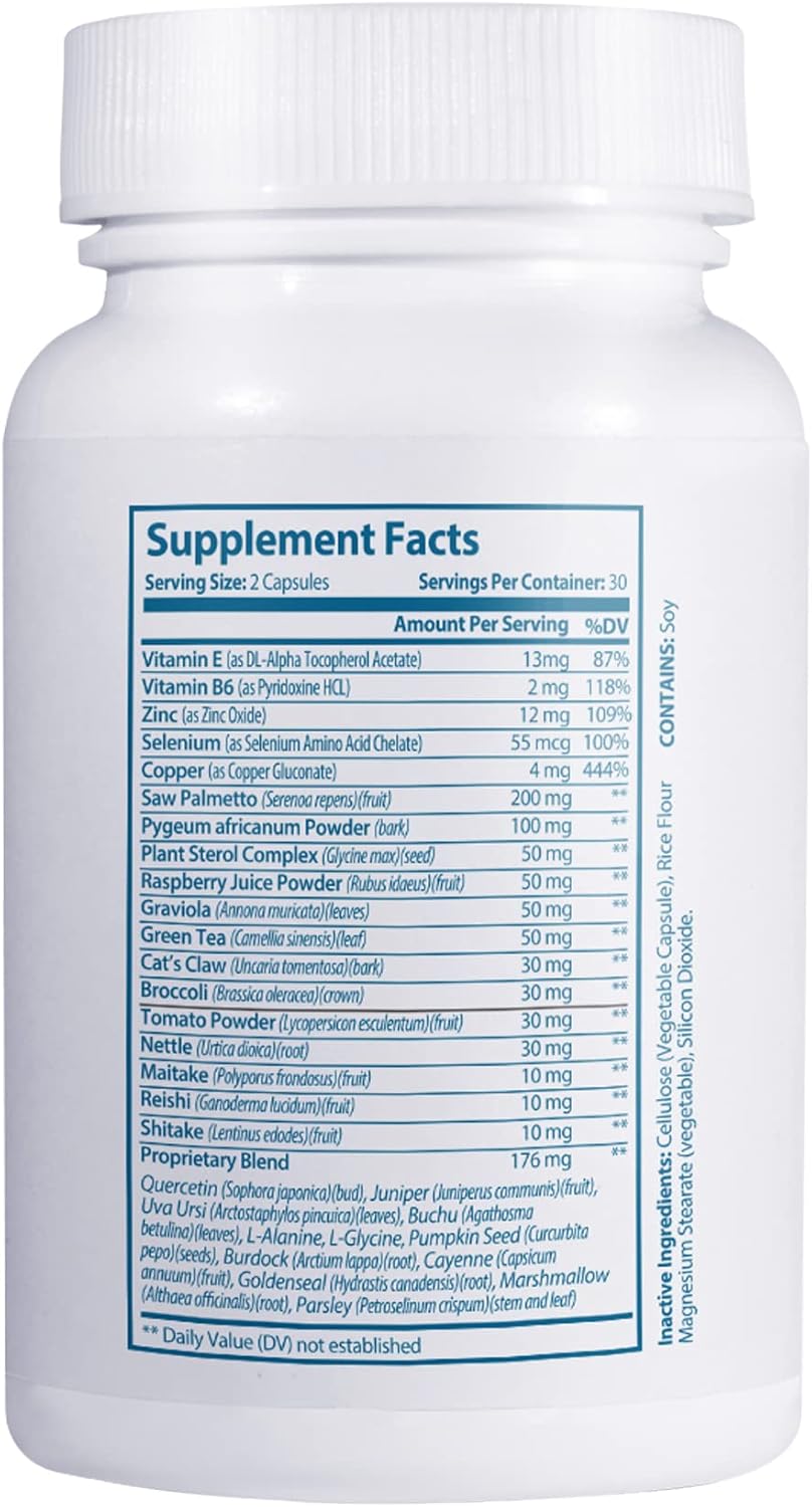 Prostate Health Supplement with Vitamin E, Pumpkin Seed & Saw Palmetto - Men's Wellness Formula - 60 Capsules - USA Made