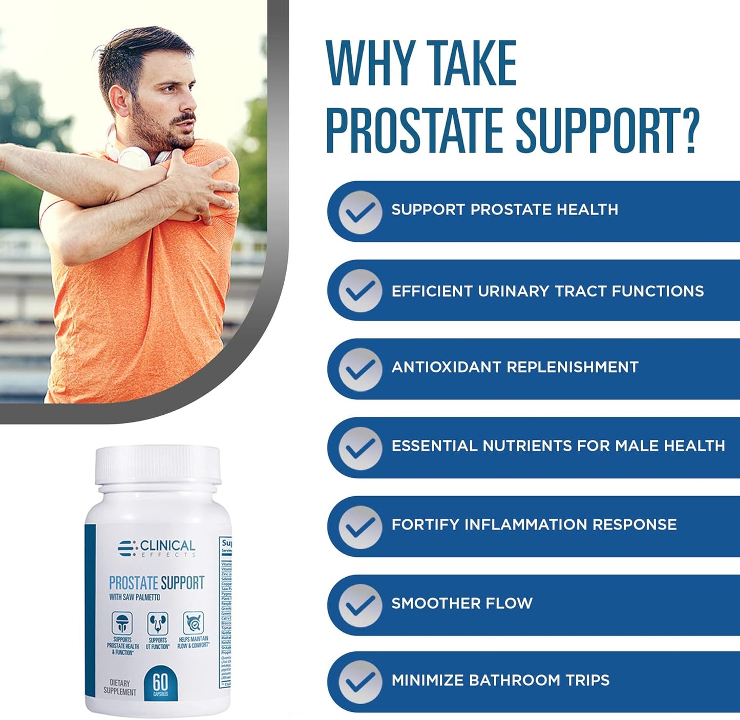 Prostate Health Supplement with Vitamin E, Pumpkin Seed & Saw Palmetto - Men's Wellness Formula - 60 Capsules - USA Made