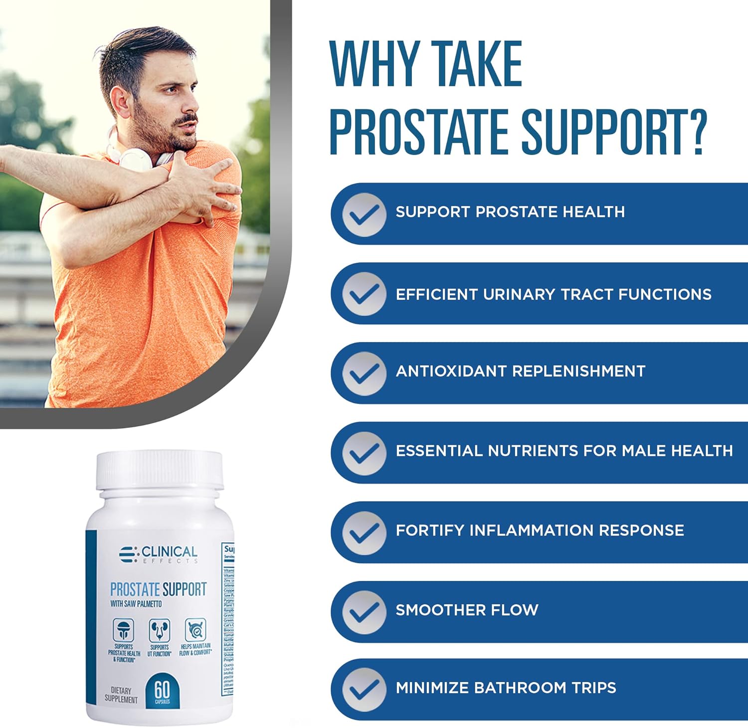 Prostate Health Supplement with Vitamin E, Pumpkin Seed & Saw Palmetto - Men's Wellness Formula - 60 Capsules - USA Made