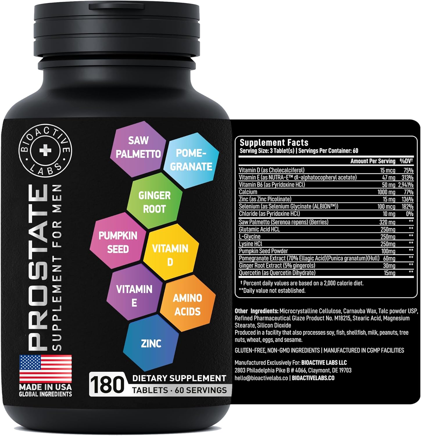 Prostate Health Supplements - Saw Palmetto & Pumpkin Seed Extract for Men - 180 Tablets