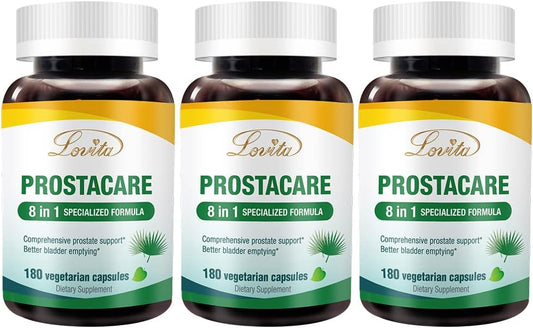 Prostate Health Supplements for Men - Saw Palmetto, Stinging Nettle, Lycopene - 8-in-1 Formula - 180 Veggie Capsules (3 Pack)