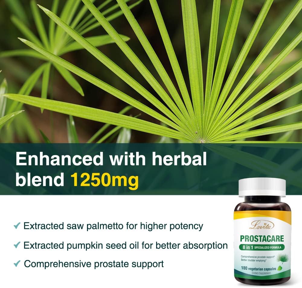 Prostate Health Supplements for Men - Saw Palmetto, Stinging Nettle, Lycopene - 8-in-1 Formula - 180 Veggie Capsules (3 Pack)