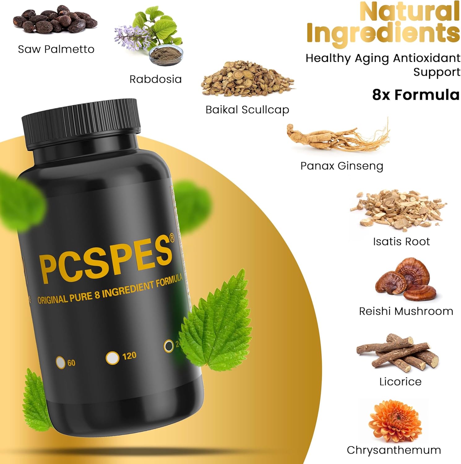 Prostate Health Support Supplements - Reduce PSA Levels Naturally with Saw Palmetto & 7 Herbs - 240 Count Bottle for Men - Less Frequent Urination