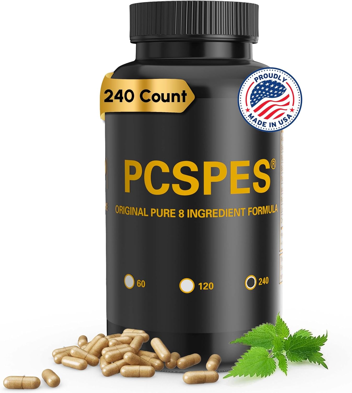 Prostate Health Support Supplements - Reduce PSA Levels Naturally with Saw Palmetto & 7 Herbs - 240 Count Bottle for Men - Less Frequent Urination