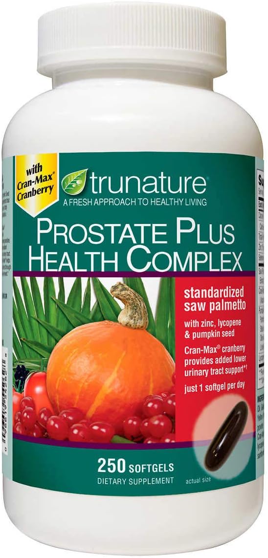 Prostate Plus Health Complex with Saw Palmetto, Zinc, Lycopene, Pumpkin Seed - 250 Softgels for Men's Health