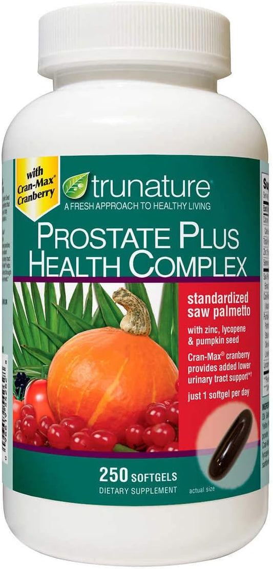 Prostate Plus Health Complex with Saw Palmetto, Zinc, Lycopene, Pumpkin Seed - 250 Softgels for Men's Health