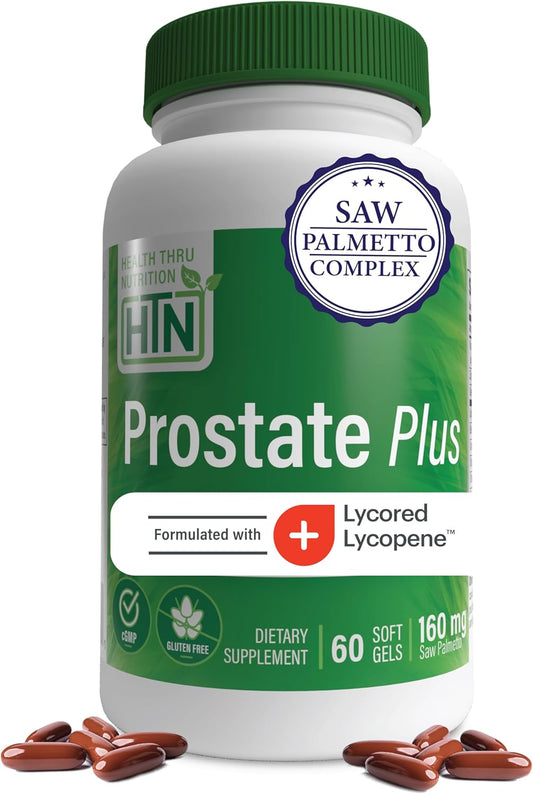 Prostate Plus Supplement with Saw Palmetto, Lycopene, Plant Sterols, Selenium, Zinc, Pumpkin Seed - Complete Support for Men's Health - Non-GMO & Gluten Free - 60 Count Pack