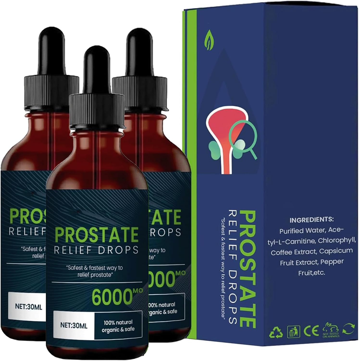 Prostate Relief Drops - Natural Herbal Supplement for Men's Health, DHT Blocker Urinary Support (3pcs)