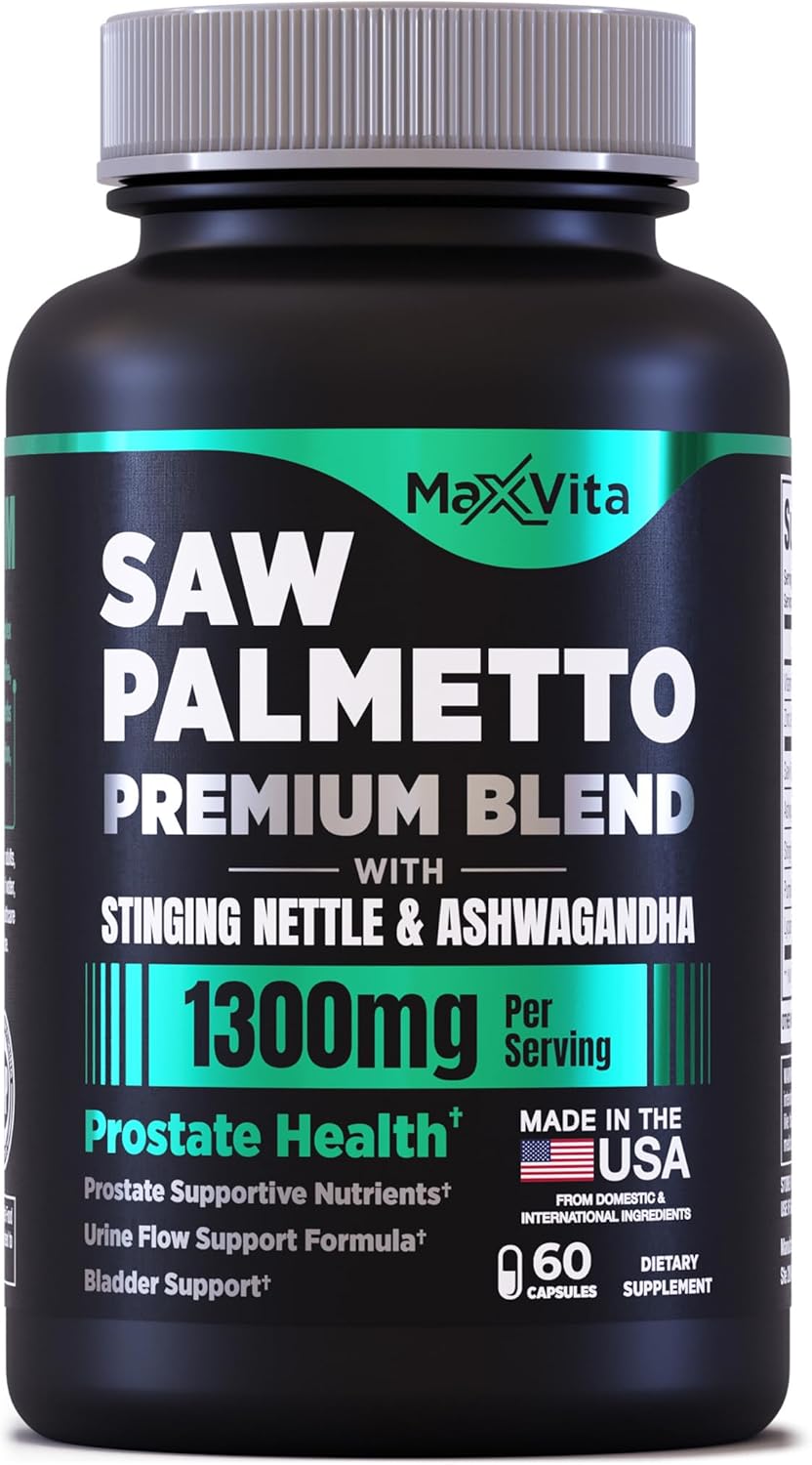 Prostate Supplement for Men - Saw Palmetto, Stinging Nettle, Ashwagandha, Lycopene - Bladder & Urinary Relief - 60ct