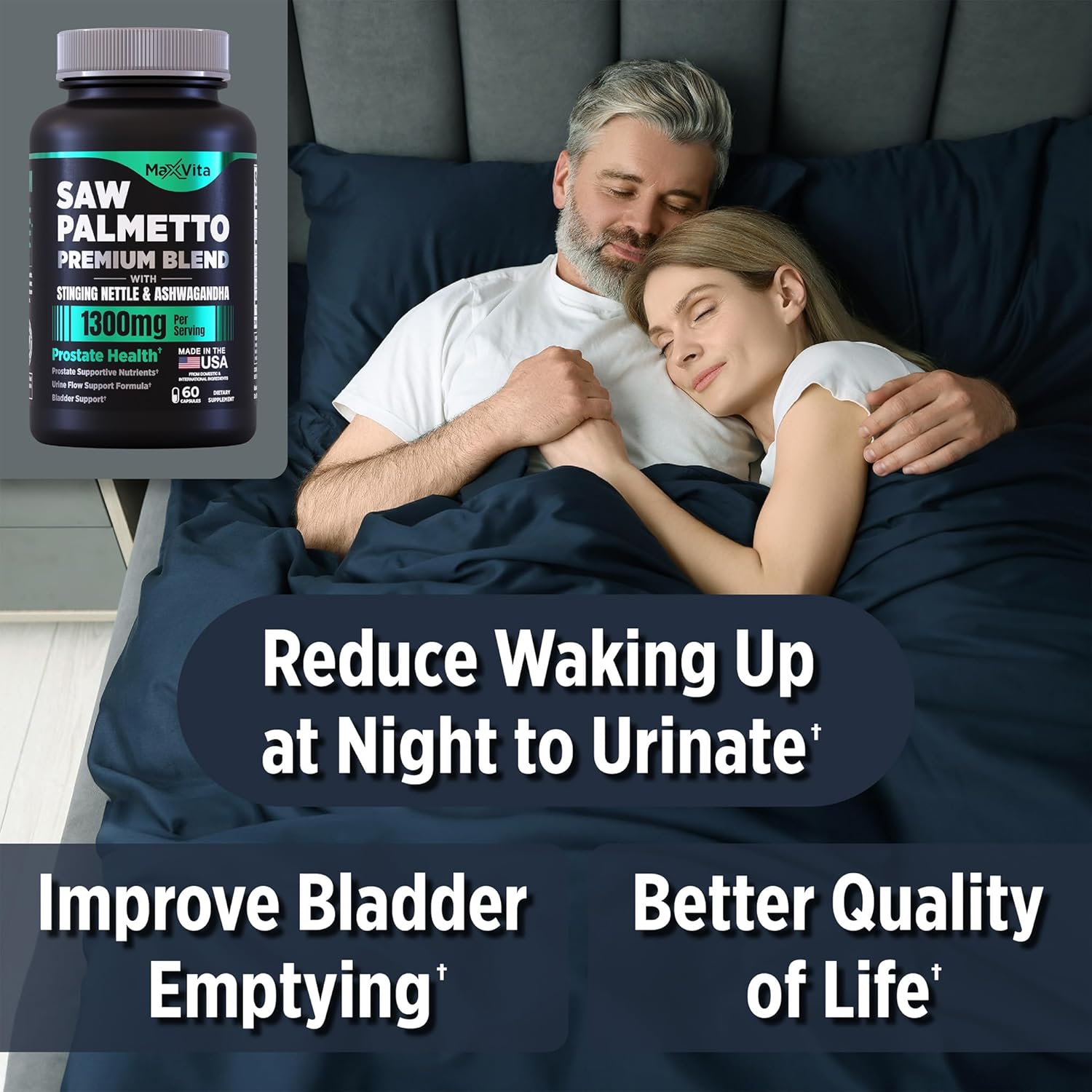 Prostate Supplement for Men - Saw Palmetto, Stinging Nettle, Ashwagandha, Lycopene - Bladder & Urinary Relief - 60ct