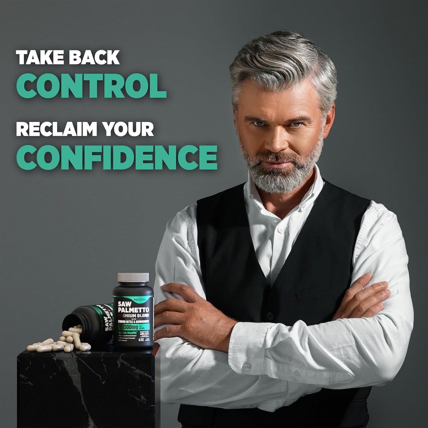 Prostate Supplement for Men - Saw Palmetto, Stinging Nettle, Ashwagandha, Lycopene - Bladder & Urinary Relief - 60ct