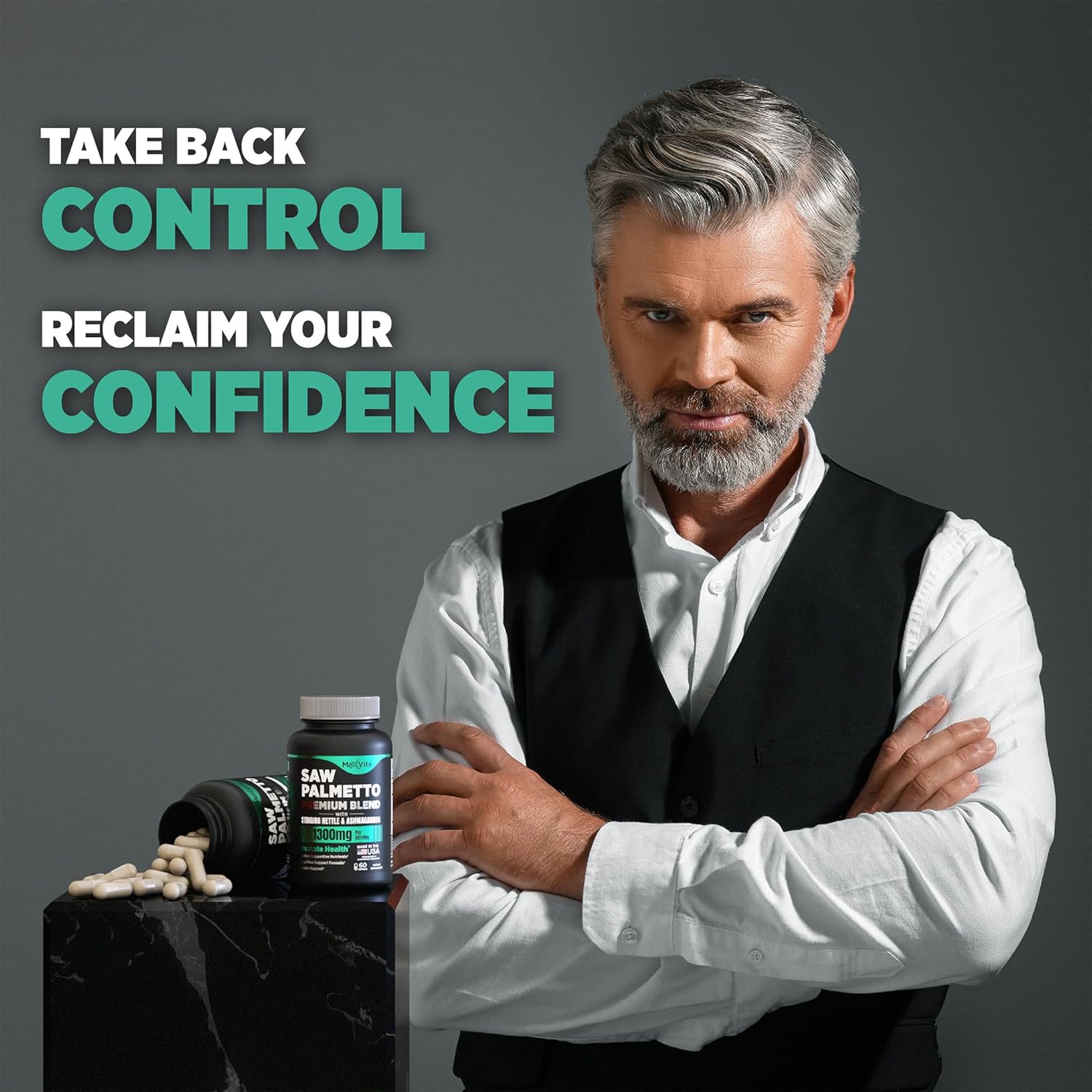 Prostate Supplement for Men - Saw Palmetto, Stinging Nettle, Ashwagandha, Lycopene - Bladder & Urinary Relief - 60ct