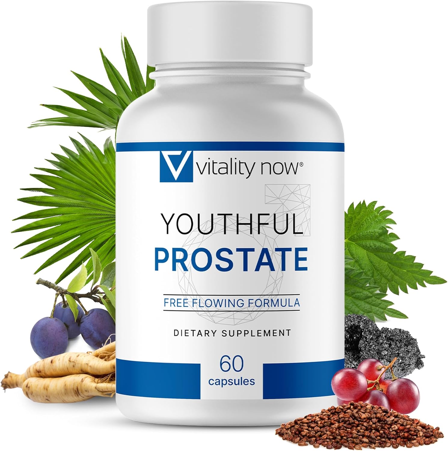 Prostate Supplements for Men - Saw Palmetto with Panax Ginseng, Antioxidants, Vitamin E, Lycopene - Boost Vitality and Youthfulness