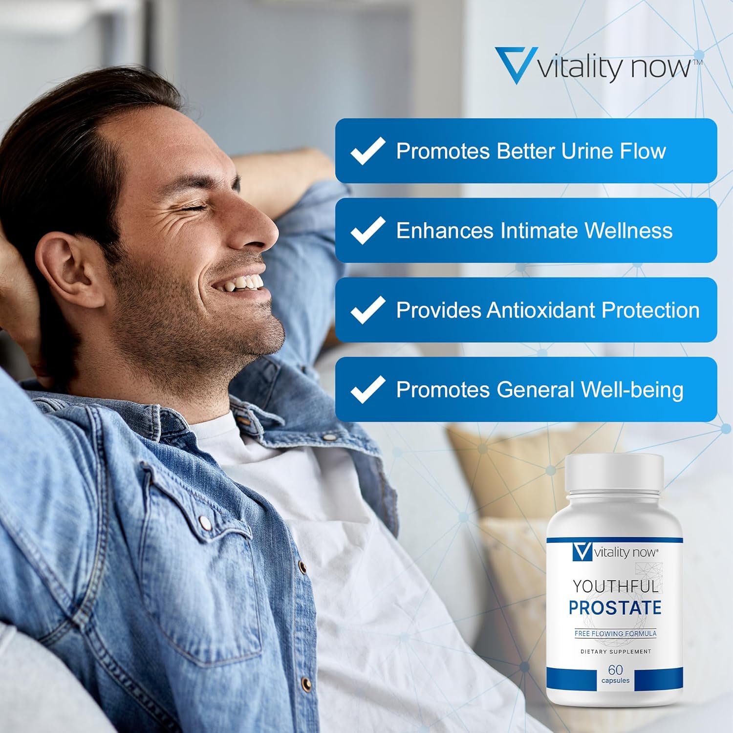 Prostate Supplements for Men - Saw Palmetto with Panax Ginseng, Antioxidants, Vitamin E, Lycopene - Boost Vitality and Youthfulness