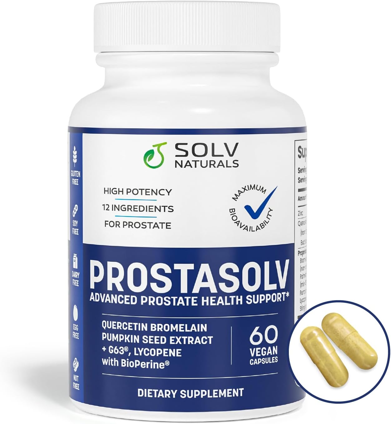 Prostate Support Capsules with Quercetin, Bromelain & Saw Palmetto - Men's Health Supplement for Urinary Comfort - 60 Count