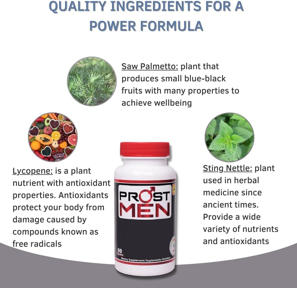Prostate Support Supplement Capsules for Urinary Frequency, Quality Sleep, Energy & Vitality - Saw Palmetto and Sting Nettle - Pack of 240 Capsules