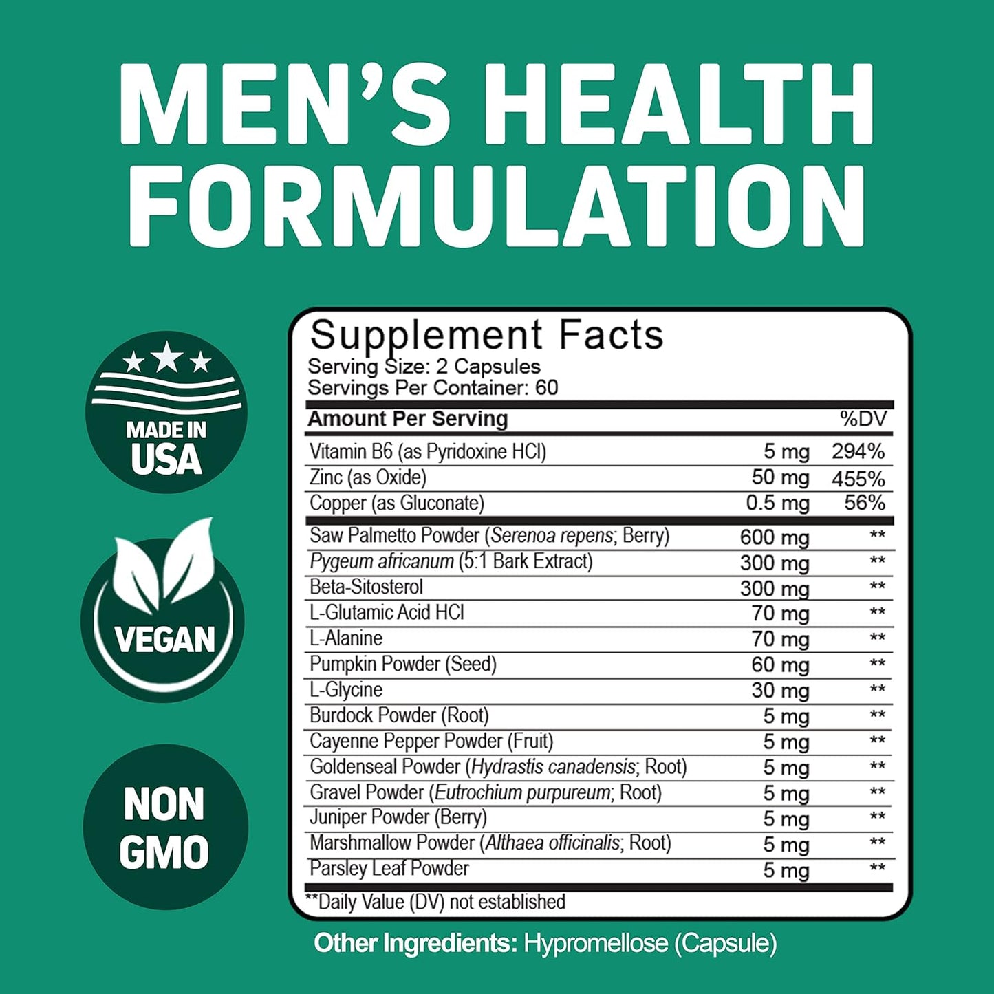 Prostate Support Supplement for Men - Saw Palmetto & Beta Sitosterol Formula - Promotes Prostate Health & Hair Growth - DHT Blocker - 120 Capsules