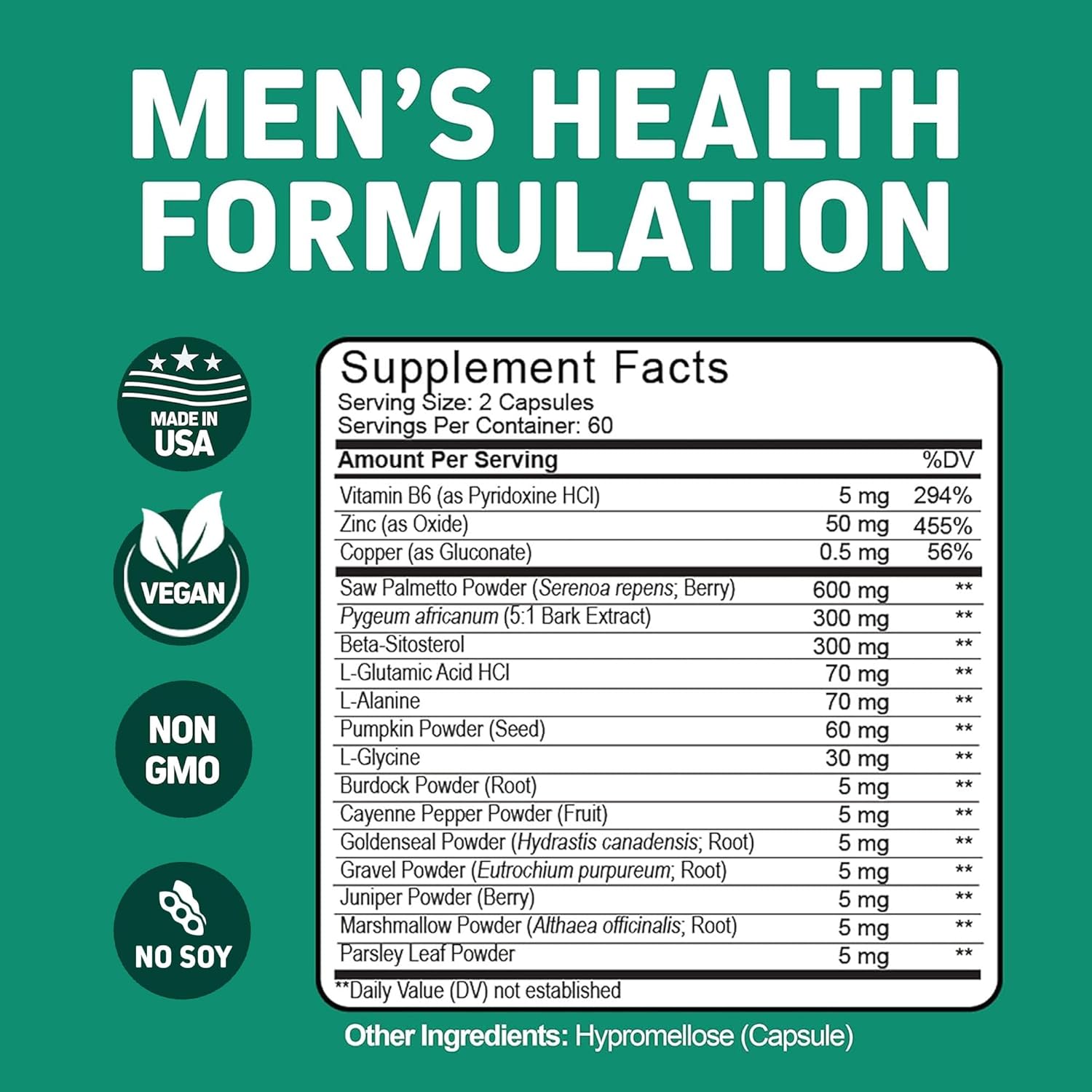 Prostate Support Supplement for Men - Saw Palmetto & Beta Sitosterol Formula - Promotes Prostate Health & Hair Growth - DHT Blocker - 120 Capsules