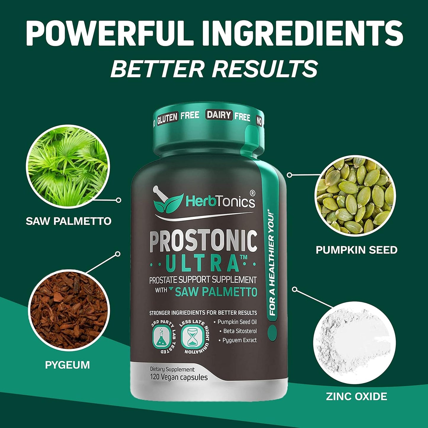 Prostate Support Supplement for Men - Saw Palmetto & Beta Sitosterol Formula - Promotes Prostate Health & Hair Growth - DHT Blocker - 120 Capsules