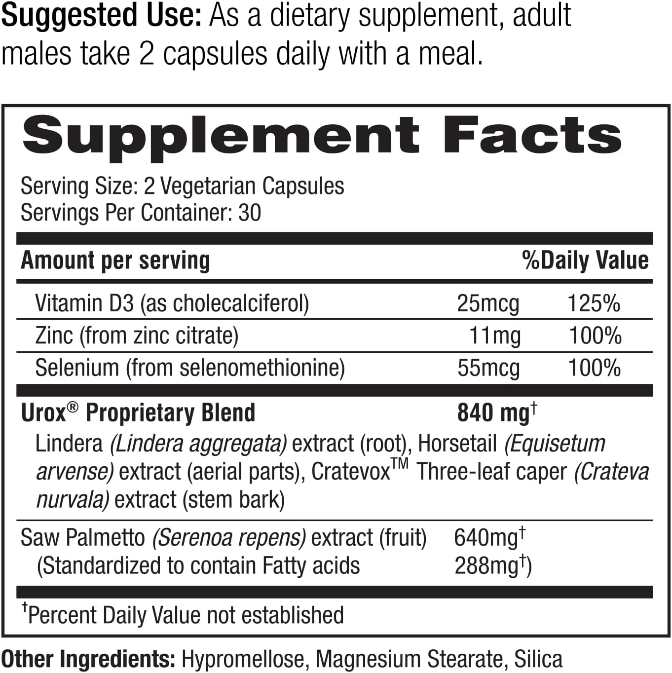 Prostate Support Supplement for Men with Saw Palmetto, Promotes Bladder Health, Reduces Urgency, 60 Veg Capsules