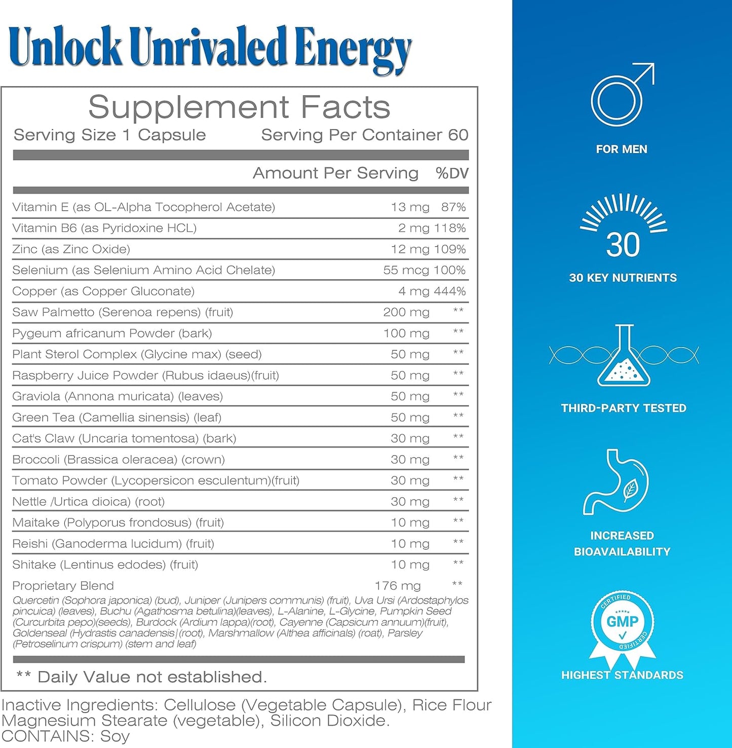 Prostate Support Supplement with Saw Palmetto & Bladder Control Complex - 30 Day Supply
