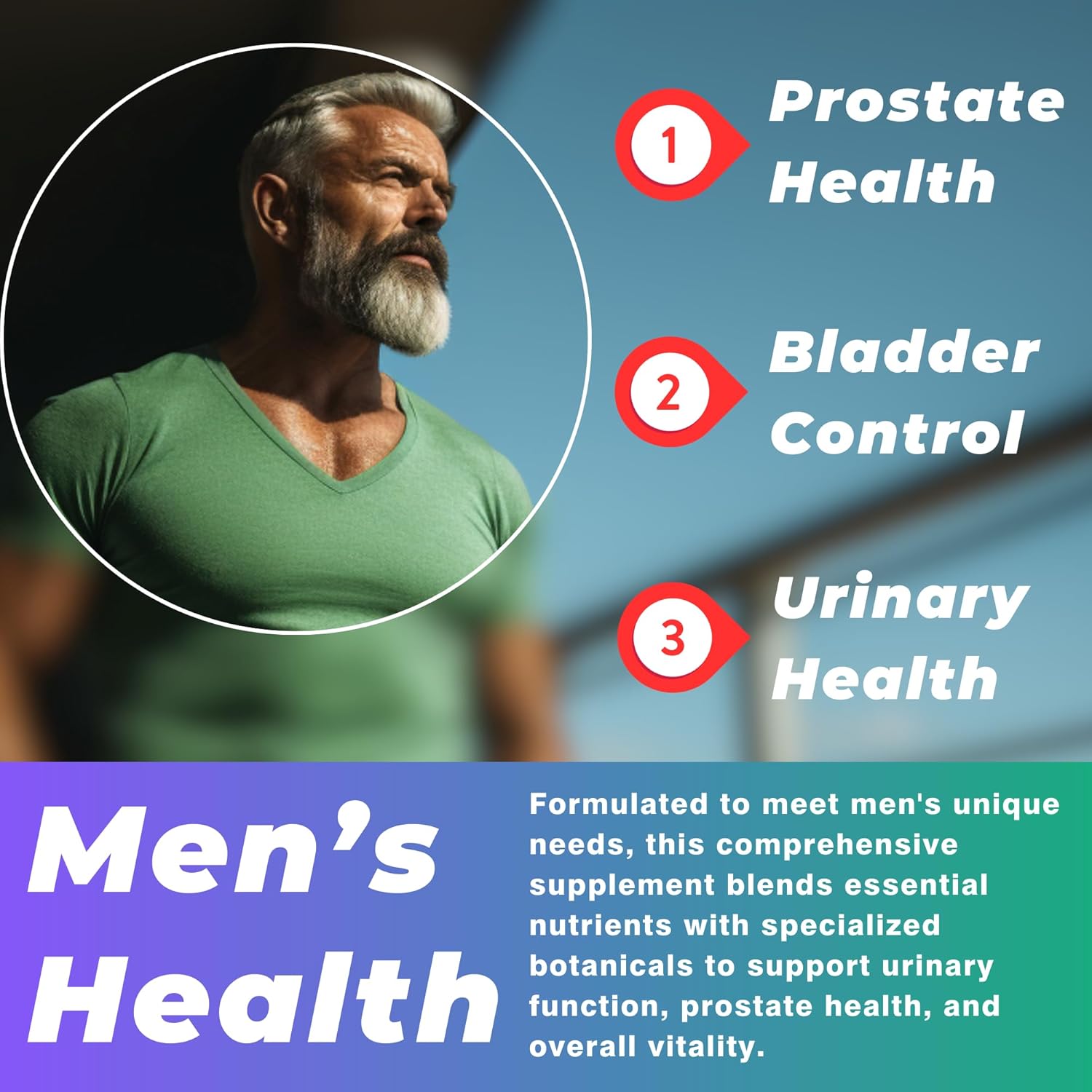 Prostate Support Supplement with Saw Palmetto & Bladder Control Complex - 30 Day Supply
