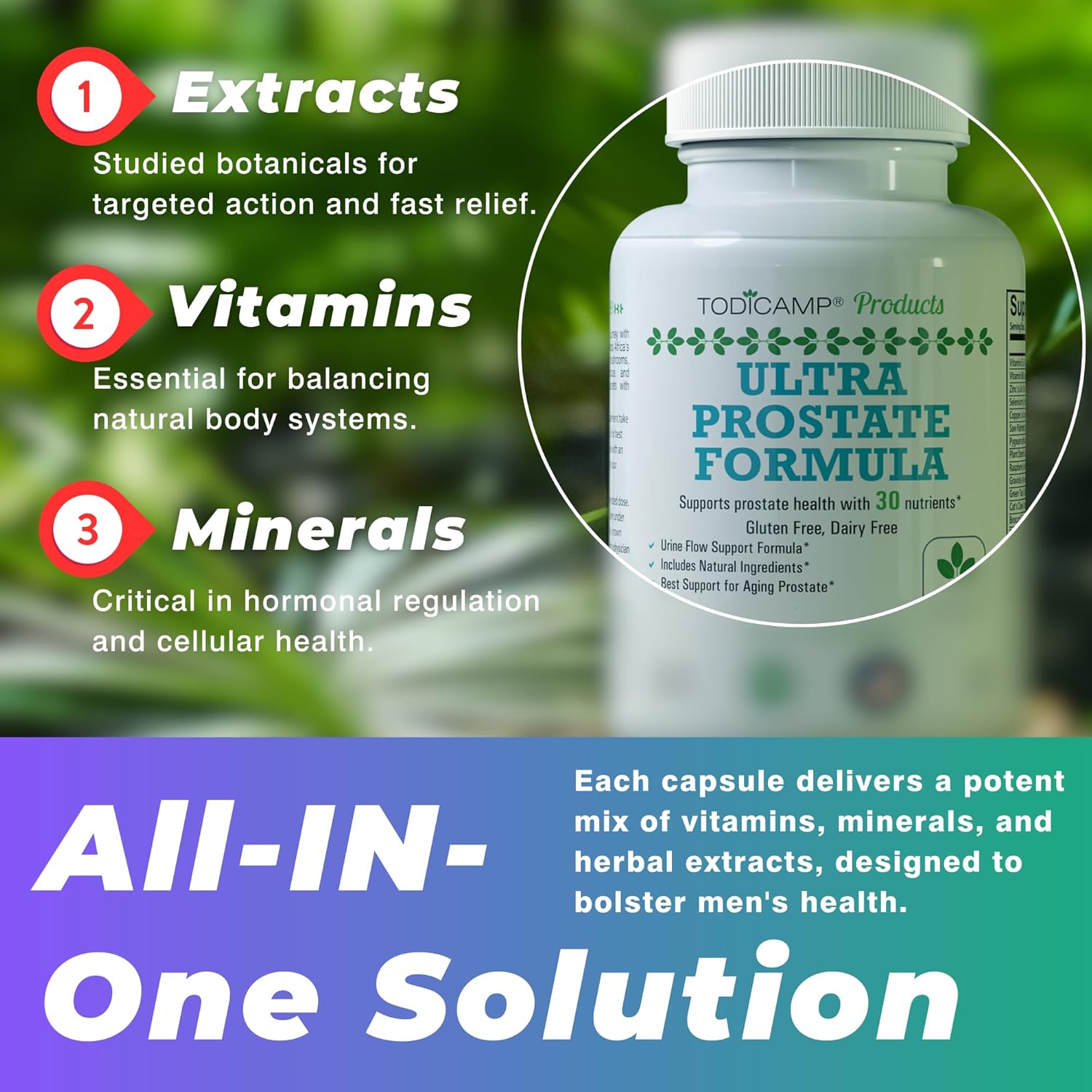 Prostate Support Supplement with Saw Palmetto & Bladder Control Complex - 30 Day Supply