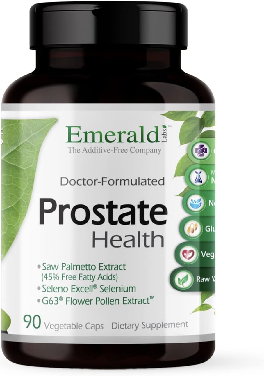 Prostate Support Supplement with Saw Palmetto, Lycopene, and Stinging Nettle - Vegan and Gluten-Free - 90 Vegetable Capsules