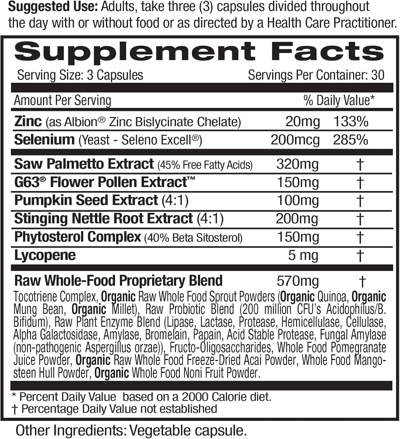 Prostate Support Supplement with Saw Palmetto, Lycopene, and Stinging Nettle - Vegan and Gluten-Free - 90 Vegetable Capsules