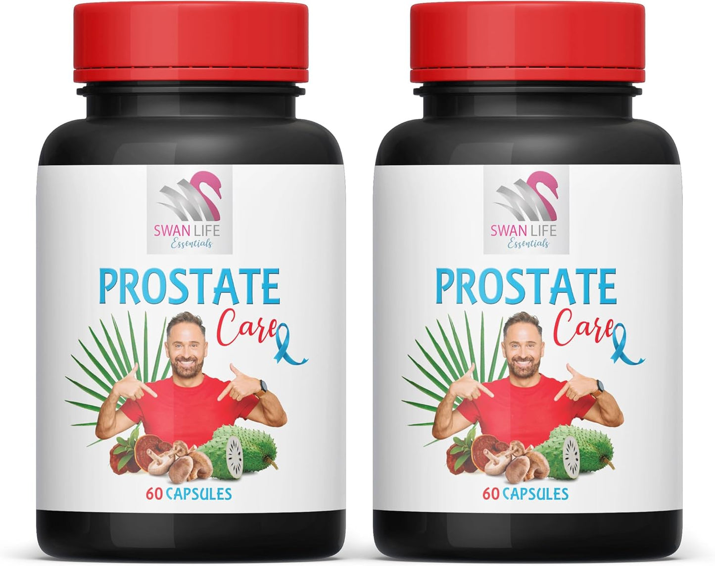Prostate Support Supplement with Saw Palmetto, Nettle, and Mushrooms - 2 Bottles 120 Capsules