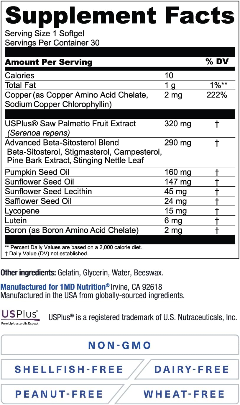 ProstateMD Saw Palmetto Supplement for Urinary Tract and Bathroom Urges - 30 Day Supply